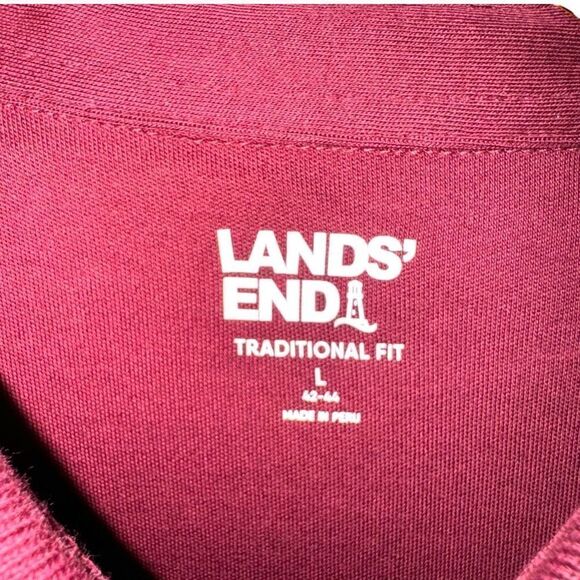 Lands’ End Burgundy Red L/S Polo Shirt Size L - Picture 2 of 8
